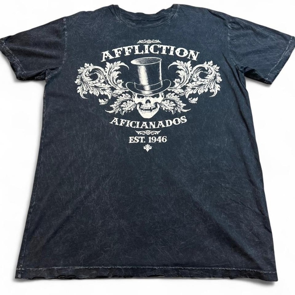 Affliction black skull punk grunge goth tshirt size XL